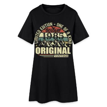 Octobre 1985 - Cadeau 40ème anniversaire Octobre - Robe T-shirt Femme - noir - Devant
