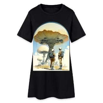 Champignon Art Numérique de l’Espace Années 70 - Robe T-shirt Femme - noir - Devant