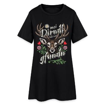 Mei Dirndl hob i net gfundn, Dirndl Ersatz, Tracht - Frauen T-Shirt-Kleid - Schwarz - Vorne