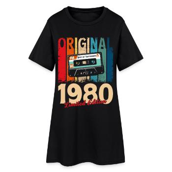 Cassette 45ème Anniversaire Septembre Millésime 1980 - Robe T-shirt Femme - noir - Devant