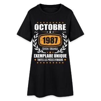 Vintage Octobre 1987, Cadeau Rétro Octobre 1987 - Robe T-shirt Femme - noir - Devant