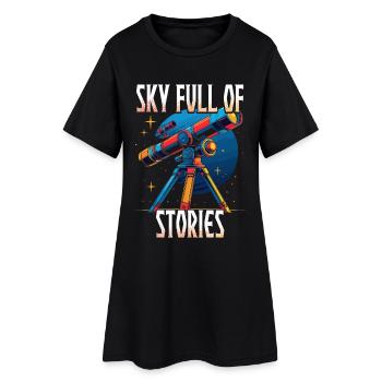 Astronome Sterngucker Stargazer Sky plein d’histoires - Robe T-shirt Femme - noir - Devant