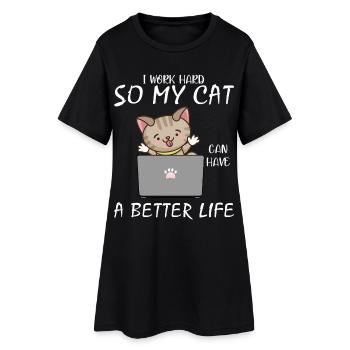 Adorable conception de motivation pour le travail du chat - Robe T-shirt Femme - noir - Devant