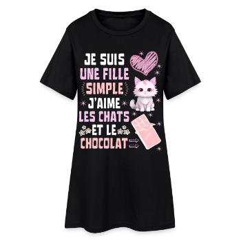 Je suis une fille Simple Chats et Chocolat - Robe T-shirt Femme - noir - Devant