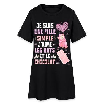 Je suis une fille Simple Rats et Chocolat - Robe T-shirt Femme - noir - Devant