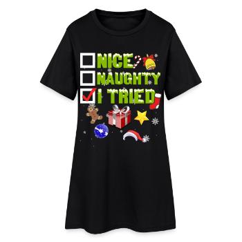 Nice Naughty I Tried Christmas - T-shirt de vacances drôle - Robe T-shirt Femme - noir - Devant