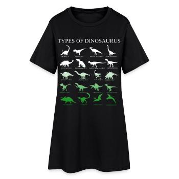 Dinosaurier - Frauen T-Shirt-Kleid - Schwarz - Vorne