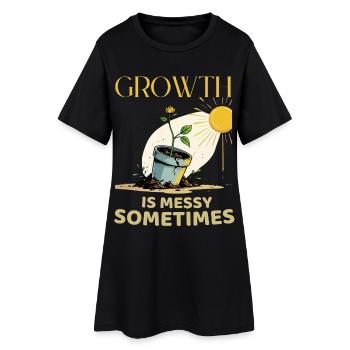 Wachstumsmetapher mit Blume im Topf - Frauen T-Shirt-Kleid - Schwarz - Vorne