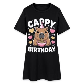 Anniversaire de Cappy Ramen de Capybara Anniversaire de Capy - Robe T-shirt Femme - noir - Devant
