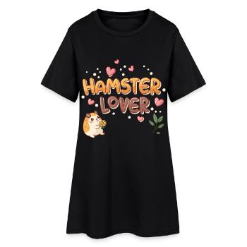 Hamster in Love Design with Hearts - Women’s T-Shirt Dress - black - Front