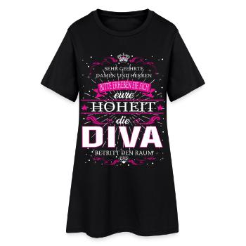 Eure Hoheit die Diva betritt den Raum - Frauen T-Shirt-Kleid - Schwarz - Vorne