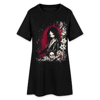 Fille kimono d'anime japonais effrayante et horreur - Robe T-shirt Femme - noir - Devant