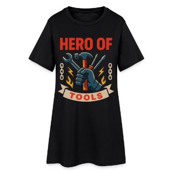 Héros des outils Mécanicien drôle d’atelier - Robe T-shirt Femme - noir - Devant