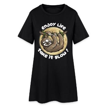 Allez-y doucement ! - Robe T-shirt Femme - noir - Devant
