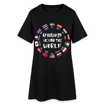 Salutations du monde entier, bonjour dans toutes les langues - Robe T-shirt Femme - noir - Devant