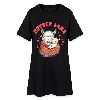 Bald Mama MAMA LLAMA MUTTER Lustiges - Frauen T-Shirt-Kleid - Schwarz - Vorne
