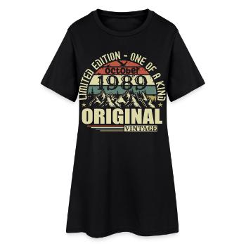 Octobre 1989 - Cadeau d’anniversaire 36 octobre - Robe T-shirt Femme - noir - Devant