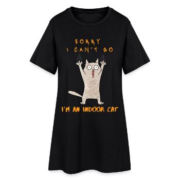 Drôle Introverti Amoureux des chats Meme Je suis un chat d’intérieur - Robe T-shirt Femme - noir - Devant