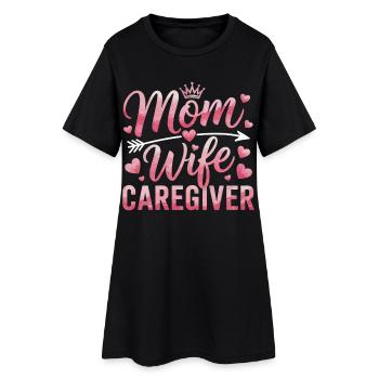 Mutter Tochter Herz Motiv - Frauen T-Shirt-Kleid - Schwarz - Vorne
