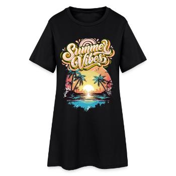 Summer Mood Palm Trees Sunset - Women’s T-Shirt Dress - black - Front