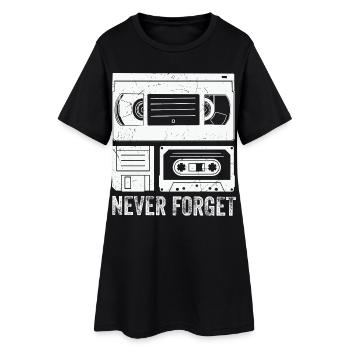 Vintage Cassette Tape Never Forget - Frauen T-Shirt-Kleid - Schwarz - Vorne