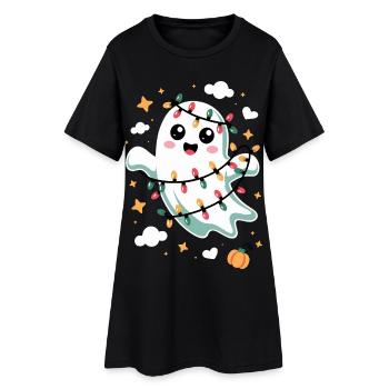 Doux fantôme avec des lumières de Noël - Robe T-shirt Femme - noir - Devant
