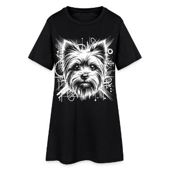 Yorkshire Terrier als Graffiti Street Art - Frauen T-Shirt-Kleid - Schwarz - Vorne