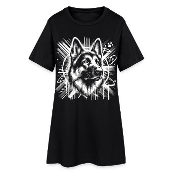 German Shepherd Graffiti Street Art Style - Women’s T-Shirt Dress - black - Front