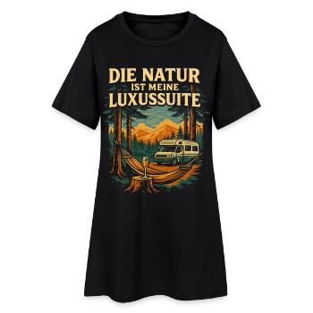 Die Natur Ist Meine Luxussuite Camping Camper - Frauen T-Shirt-Kleid - Schwarz - Vorne