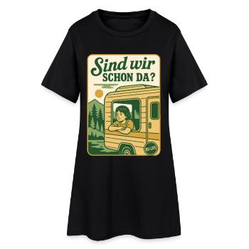 Sind Wir Schon Da? Camping Abenteuer Wohnmobil - Frauen T-Shirt-Kleid - Schwarz - Vorne