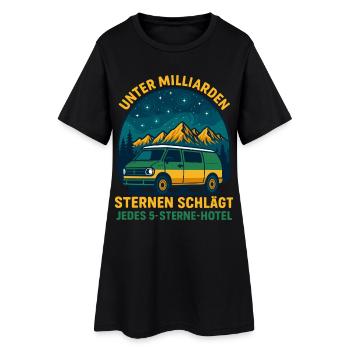 Campen Unter Milliarden Sternen - Frauen T-Shirt-Kleid - Schwarz - Vorne