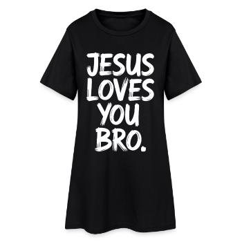 Jésus t'aime, frère, message inspirant - Robe T-shirt Femme - noir - Devant