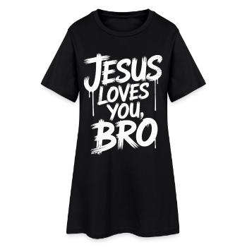 Jesus Loves You, Bro - Inspirational Message - Women’s T-Shirt Dress - black - Front