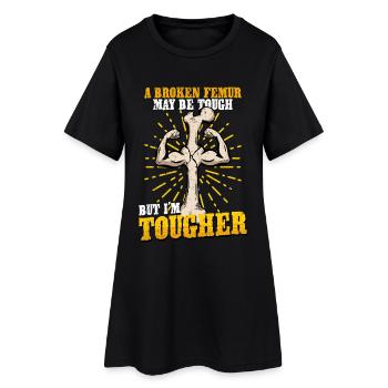 Fracture de la jambe Cuisse cassée - Robe T-shirt Femme - noir - Devant