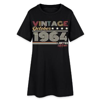 Octobre 1964 rétro anniversaire 1964 Octobre 1964  - Robe T-shirt Femme - noir - Devant
