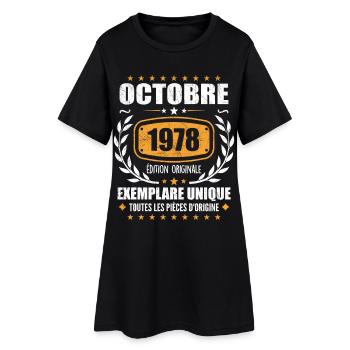 Vintage Octobre 1978, Cadeau Rétro Octobre 1978 - Robe T-shirt Femme - noir - Devant