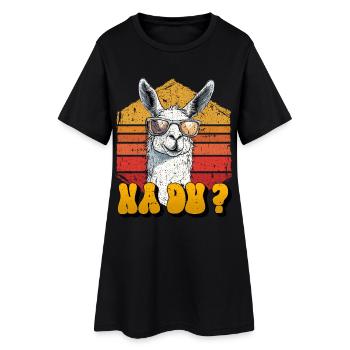Alpaka Fan NA DU? Retro Lama Lustiges - Frauen T-Shirt-Kleid - Schwarz - Vorne