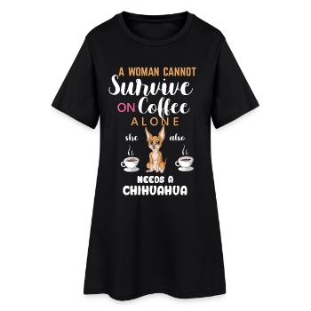 Chihuahua chien amoureux du café et femme T-Shirt cadeau - Robe T-shirt Femme - noir - Devant
