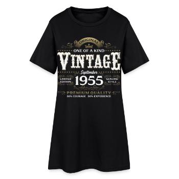 70. Geburtstag Vintage September Jahrgang 1955 - Frauen T-Shirt-Kleid - Schwarz - Vorne