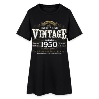 75th Birthday Vintage September Year 1950 - Women’s T-Shirt Dress - black - Front