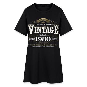 45th Birthday Vintage September Year 1980 - Women’s T-Shirt Dress - black - Front