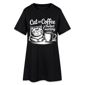 Cat love and coffee enjoyment - Women’s T-Shirt Dress - black - Front