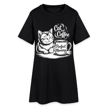 Amour de chat avec motif de café - Robe T-shirt Femme - noir - Devant