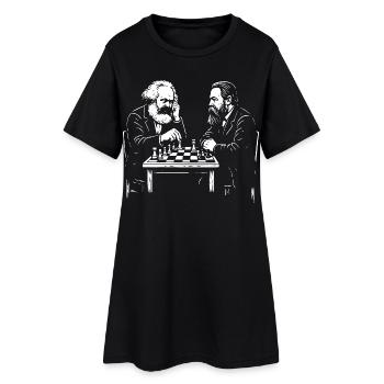 Karl Marx et Friedrich Engles jouent aux échecs - Robe T-shirt Femme - noir - Devant