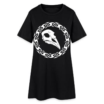 Crâne de corbeau viking blanc - Robe T-shirt Femme - noir - Devant