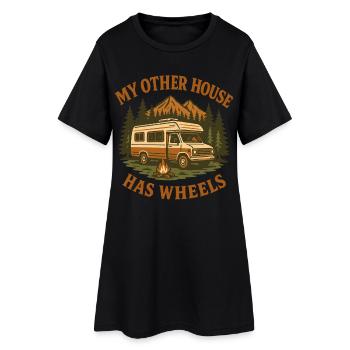 Mon autre maison a des roues Funny Camper - Robe T-shirt Femme - noir - Devant