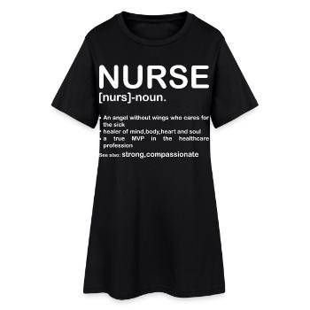 Krankenschwester - Frauen T-Shirt-Kleid - Schwarz - Vorne
