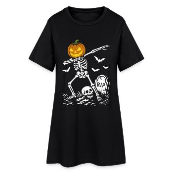 Halloween Dab Dance Skelett - Dabbing Kürbis - RIP - Frauen T-Shirt-Kleid - Schwarz - Vorne