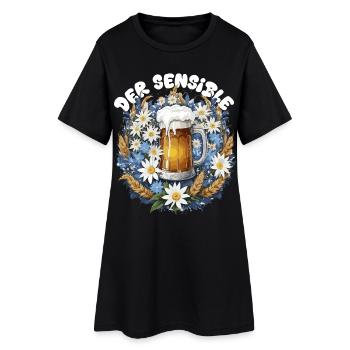 Chope à bière avec décor de camomille et dirndl d’edelweiss - Robe T-shirt Femme - noir - Devant