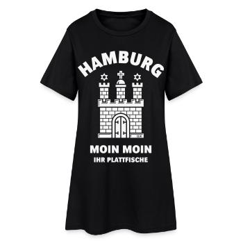 Hambourg – Moin Moin Ihr Plattfische Plattdeutsch W - Robe T-shirt Femme - noir - Devant